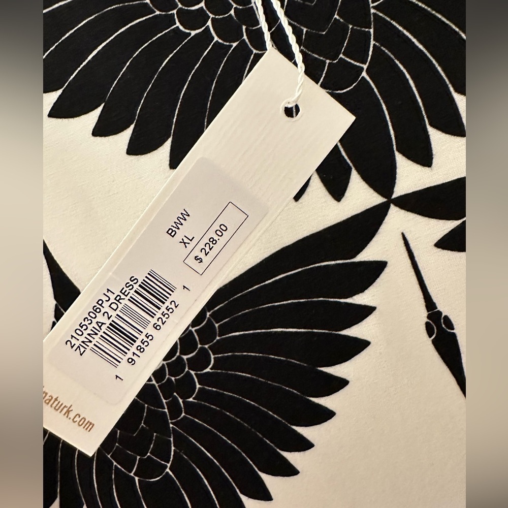 Trina Turk Black and White Bird Print Mini Dress - Picture 5 of 6
